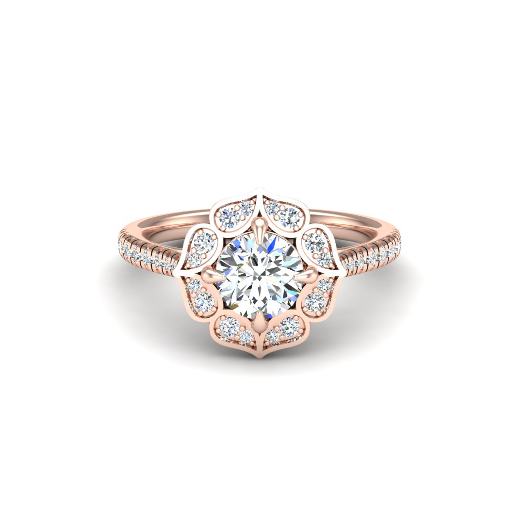 Kinsley Flower Halo Engagement Ring